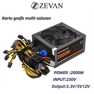 ZEVAN Power Supply Komputer 2000W High-Power mining komputer DC Kekuatan sasis Graphics Card Chassis
