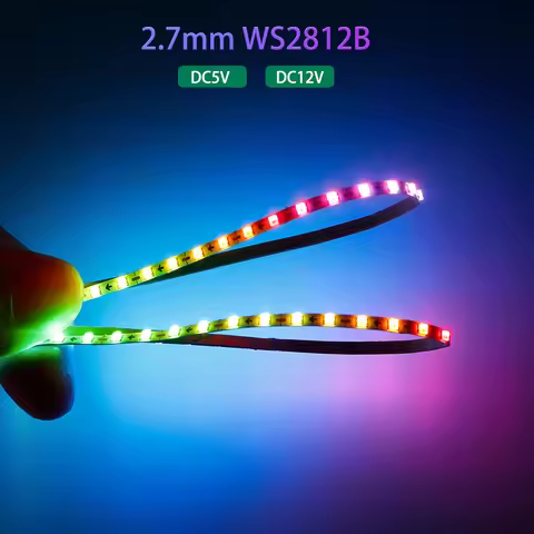 2.7mm WS2812B LED Strip Ultra Narrow 160Leds/M WS2812 Individually Addressable RGBIC Light Strip Dre