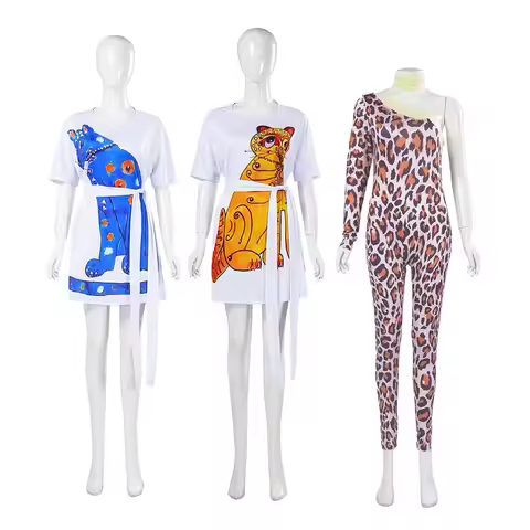 Halloween Carnival Party Women Vintage 70s Cat Print Agnetha Anni Frid Costume lf[5