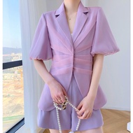 (CLE)Alisa.sonya อารมณ์เกาหลีดาราธรรมดา Tulle ประกบบางและบางเดินทางชุดสูทธุรกิจ