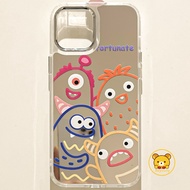 Cartoon Monster Mirror Phone Case For Samsung Galaxy S25 Edge S24 S23 S22 S21 S10 Plus S20 FE F55 F1