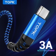USB C Cable 6.6ft 3A Fast Charge TOPK USB A to Type C Charger Cord Braided Compatible with Samsung Galaxy A10e A20 A50 A51 A71 S20 S10 S9 S8 Plus S10E Note 20 10 9 8 Moto G7 G8