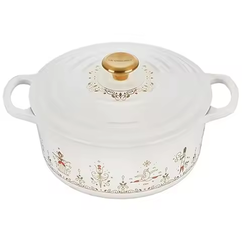 Enameled Cast Iron 12 Days of Christmas Round Dutch Oven, 3.5 qt., White