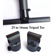 25mm To 16mm Aluminum Alloy Tripod Tee Black T-Type Three Way Connector RC Drone Aircraft Accessory