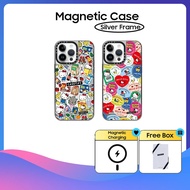 Casetify Silver Frame Hello Kitty Produce Stickers Mirror Hard Plastics Pc impact Case Cover For iPhone 11 12 13 14 15 Pro Max Casing