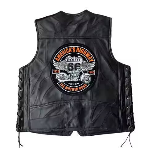 Men's Sleeveless Jacket Vest New Fashion Leather Rock Punk Vest Embroider Motorcycle Vest Cosplay Co
