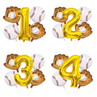 5pcs GOLD NUMBER BASEBALL GLOVES BALLOON PACKAGE 80cm