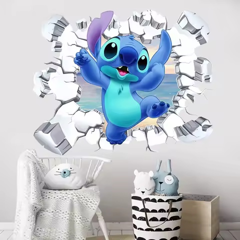 Cartoon Lilo & Stitch Baby Movies Wall Stickers For Kid's Room Kindergarten Living Room Bedroom Wall