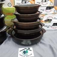 Clay pot with glass lid used to braise fish, meat, cook spicy noodles (There are 11 sizes: 0.5L, 1L,