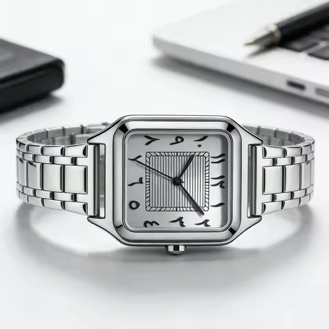 Middle East Popular Arabic Numerals Men's Watch Stainless Steel Alloy Quartz Square Watch 3ATM Water