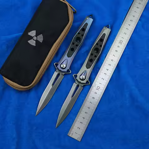 NEW JR7392 Flipper Folding knife 120-layer Damascus blade Ti+CF handle Tactical hunting outdoor camp