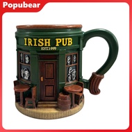 Popubear Green Glaze Beer Mug Bar Atmosphere Mug Irish Pub 3d Coffee Mug 330ml Resin Beer Tea Juice 