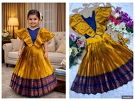 South Indian Traditional Pattu Pavadai for Girls | Lichi Silk Lehenga Choli with Jacquard Border