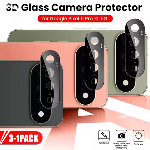 3-1Pcs 3D Black Tempered Glass Curved Camera Protector for Google Pixel 11 Pro XL 5G Moblie Phone Le