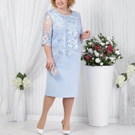 Wedding Dress For Ninang Sale Plus Size Women Lace Short Sleeve Midi Dress Ladiestail Evening Party 