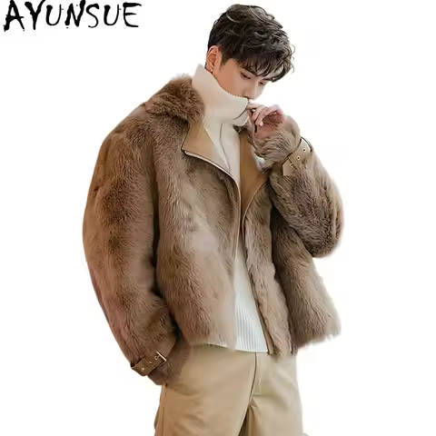 AYUNSUE Winter Imported Original Tuscan Sheep Fur Coat Man Real Sheepskin Jacket Man Leather Lamb Fu