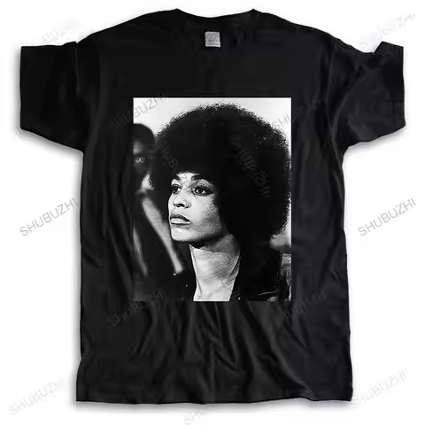 Hot sale men brand t shirt fashion cotton tshirt Angela DAVIS Black Leopard Funny High Quality Top T