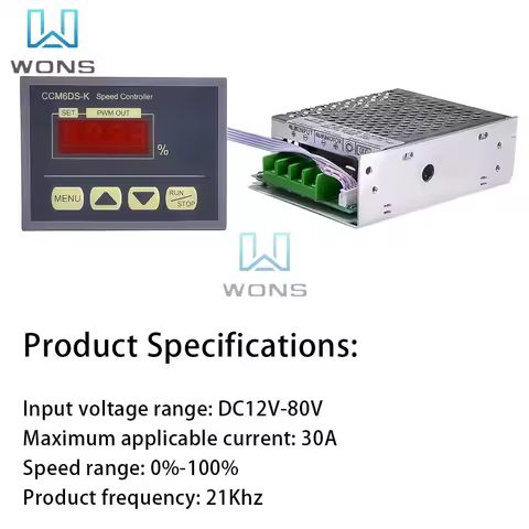 DC 12V-80V Motor Speed Controller Governor Digital Display CCM6DS-K Motor Speed Controller PWM DC Mo