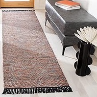 Safavieh Montauk Collection Runner Rug - 2'3" x 9', Orange & Black, Handmade Tassel Cotton, Ideal fo