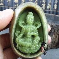 Người điêu khắc đá thô dạ quang tự nhiên đem một viên đá ánh trăng dạ minh châu phát quang Quan Âm T