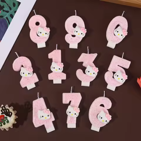 Cute Cat Head Digital Candle Birthday Cartoon Cake Candle Creative Super Glitter Holiday Candle