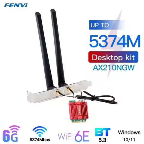 FENVI Wi-Fi 6E AX210 Card Tri Band 2.4G/5Ghz/6Ghz For Bluetooth 5.3 802.11AX M.2 Wireless WiFi Card 