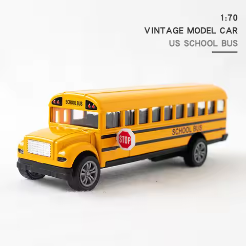 1:70 Alloy High Quality School Bus Car Model Classic Pull Back Car Miniature Vehicle Replica For Col
