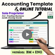 All-in-1 Accounting Template, + Online Tutorial, Excel Template for Sole Proprietors, Trading Biz