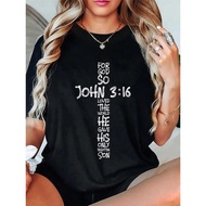 1 Casual Cotton T-Shirt John 3:16 Christian Cross Religion Bible Gift