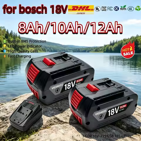8Ah 10Ah 12Ah for Bosch 18V Battery EU Stock BAT618 BAT609 GBA18V80 for GDR 18V-215 GSB 185-LI with 