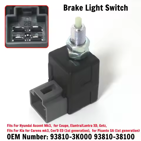 Brake Light Switch 2-Pin For Hyundai I10 I20 I30 Ix35 Santa 93810-3K000 4Pin For Kia Carens Mk3, Cee