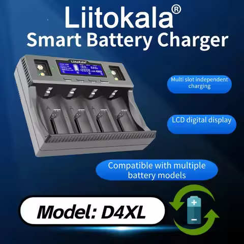 LiitoKala Lii-D4XL Smart Battery Charger for 32700 26650 18650 21700 18500 14500 16340 AA AAA - Li-i