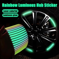 Safety Warning Rainbow Luminous Hub Sticker Universal Automotive Accessories Automobile Exterior Accessories Self-adhesive 20Pcs/Each Reflective Strips For Car Bike Motorcycle