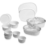 14pcs Corningware French White Round and Oval Ceramic Bakeware Set