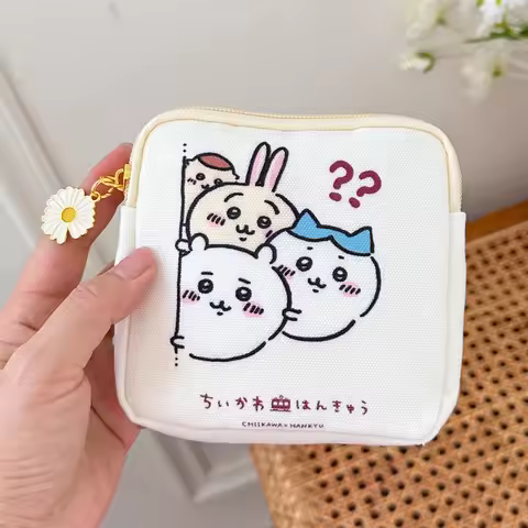 Kawaii Chikawa Hachiware Canvas Storage Bag – Cartoon Usagi Organizer Pouch for Headphones, Lipstick