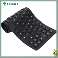 TAMAKO Silicone Keyboard, Black/Orange/White Silent Keys USB Wired Keyboard, Portable 85 Keys Waterp