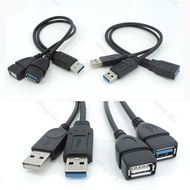 For Laptop Computer USB  2.0 Male female To Dual USB 3.0 2way Female Jack Splitter 2 Port USB Hub Da