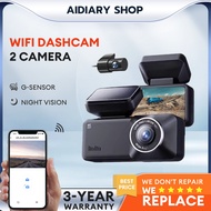 GPS/WiFi DashCam Front and Rear Dual Channel Full HD 4K Dashcam Recorder LED Night Vision G-sensor