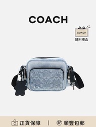 COACH Cargo 20相機包斜孖袋淺靛藍色織物時尚百搭[平行進口]