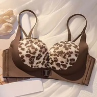 •Jollybell.id• BR2114 Women's Bra Seamless Push Up Sexy Full Cup Front Button Cute Leopard Print