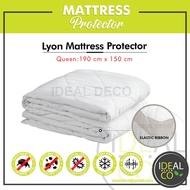 Lyon Quilted Mattress Protector (QUEEN SIZE) with Elastic Ribbon Hotel Quality Washable | Pelindung Tilam