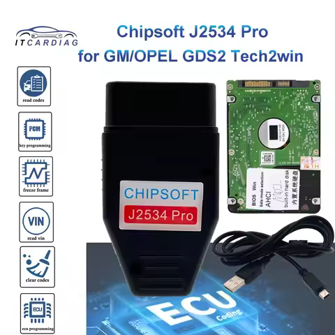 Chipsoft J2534 Pro for GM/OPEL GDS2 Scanner V2023.2.1 VCI Diagnostic Cable ECU Chip Tunting Tech2WIN