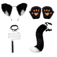 Halloween Party Fox Set Ear Headwear Cosplay Realistic Fox Tail Beast Costume Animal Claw Cos Props 