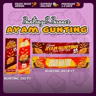 Bunting & Banner Ayam Gunting Murah 🔥 FREE Ready Made Design | Siap Cepat 2-3 Hari | Bunting Viral