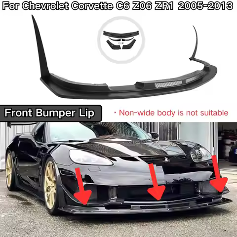For Chevrolet Corvette C6 Z06 ZR1 2005-2013 Front Bumper Lip Corner Matte Black Glossy Black Carbon 