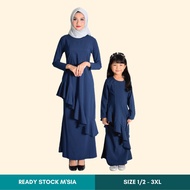 (Clearance) Fareq Baju Kurung Budak Baju Kurung Moden - Navy Blue