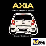 (PERODUA - AXIA) Sticker of Car Backside, Sticker Belakang Perodua Axia  ,Custom No. Plat, Color.-- 