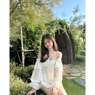 Adele-WHITE ‍ ️ (Set Of Chiffon Shirt With Skirt And Pants) AD-WHITE