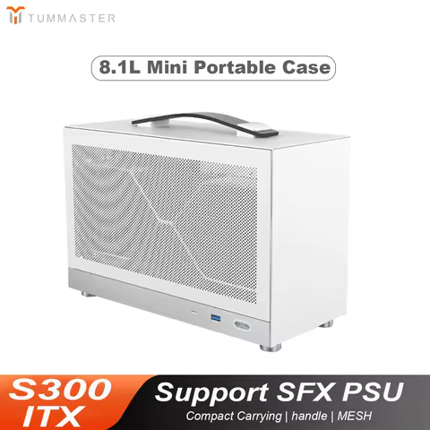 TUMMASTER S300 Portable Aluminum Alloy PC Chassis ITX Motherboard Side Mesh Cooling SFX Power Supply