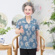 [readystock] Middle-aged Elderly clothes Half-sleeved Shirt Suit 60 Years old 70 Grandma clothes Eld